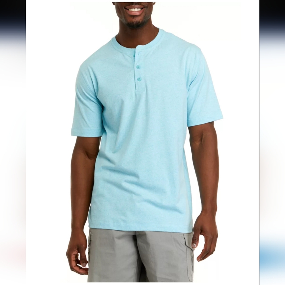 Ocean + Coast®Short Sleeve Jaspe Henley Shirt, Mint XL